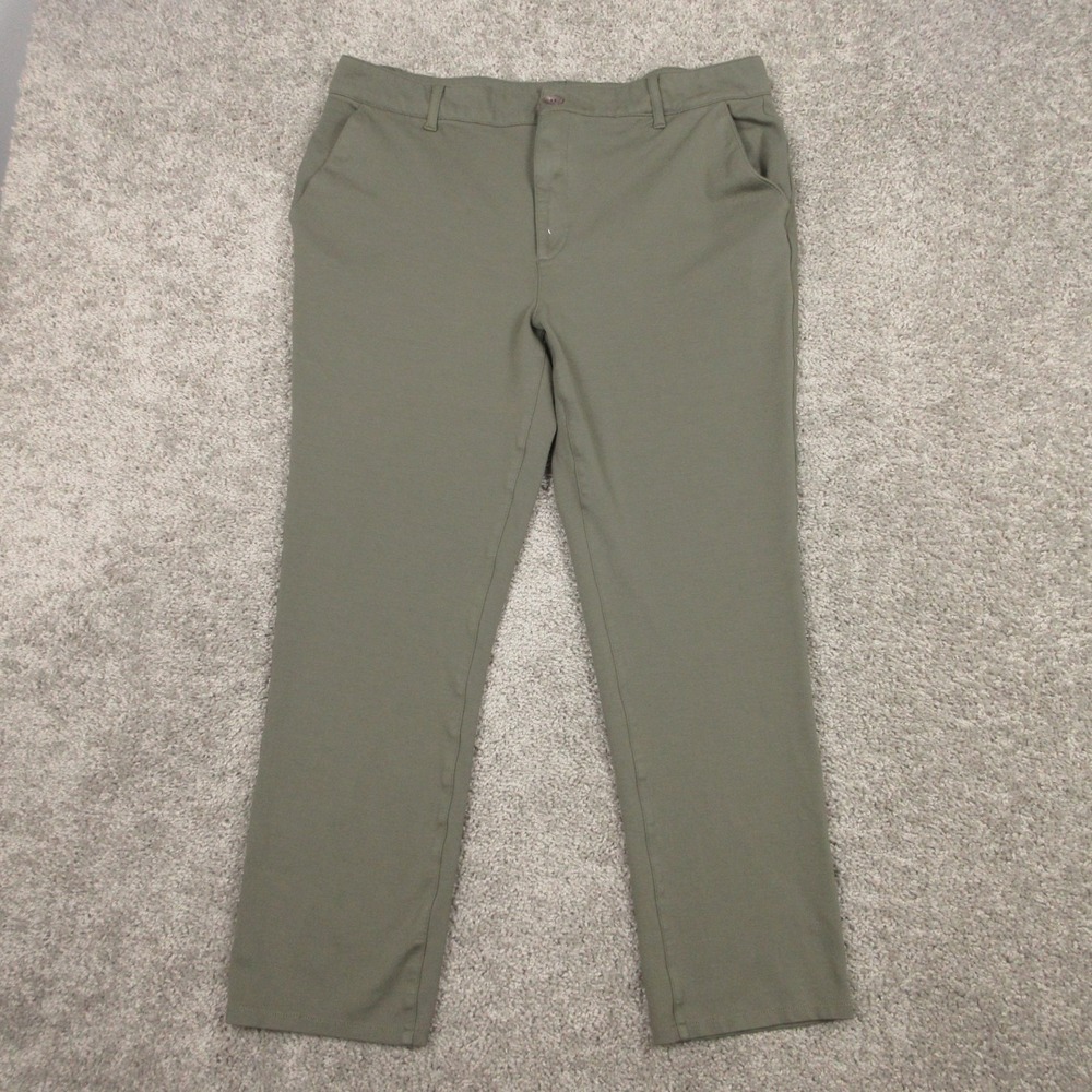 True Classic Pants Mens 38x28 Green Solid Performance Comfort Stretch Chinos EUC